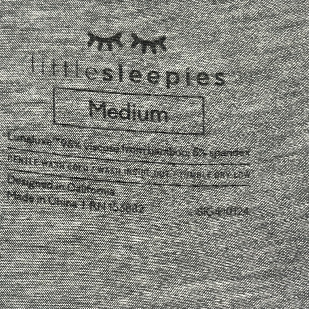 Little Sleepies Men’s Heather Gray Short Sleeve Bamboo  Tee Shirt Size M
